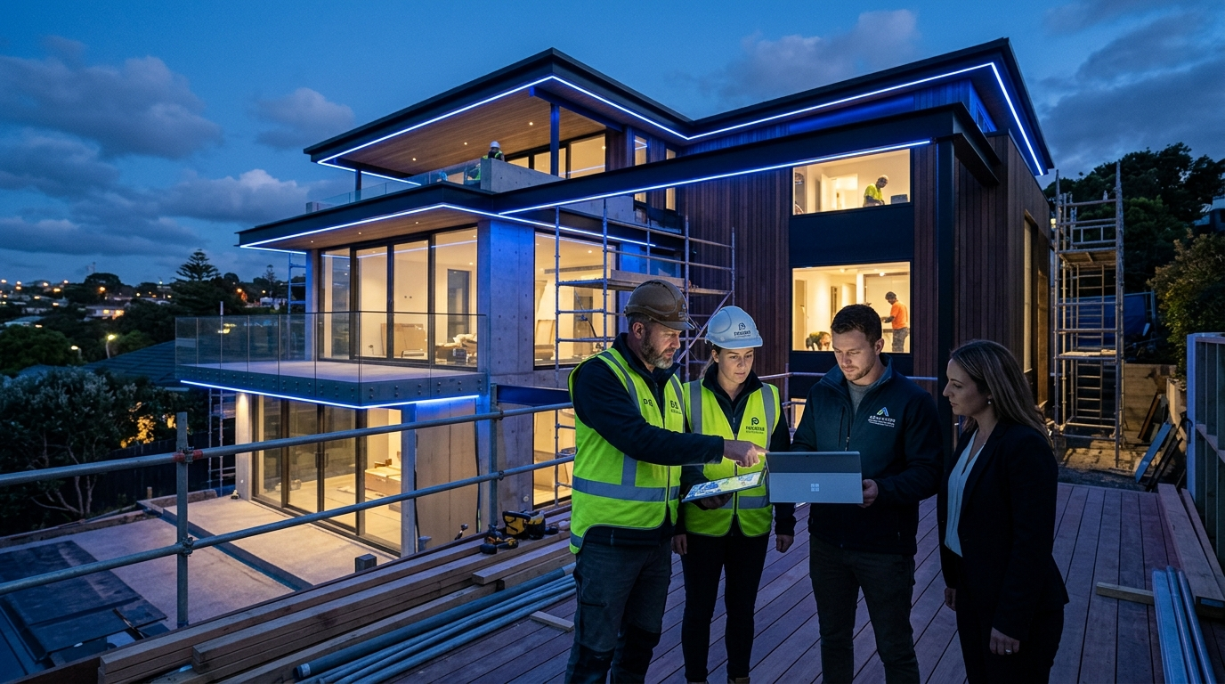 Contractor reviewing AI-powered growth plan